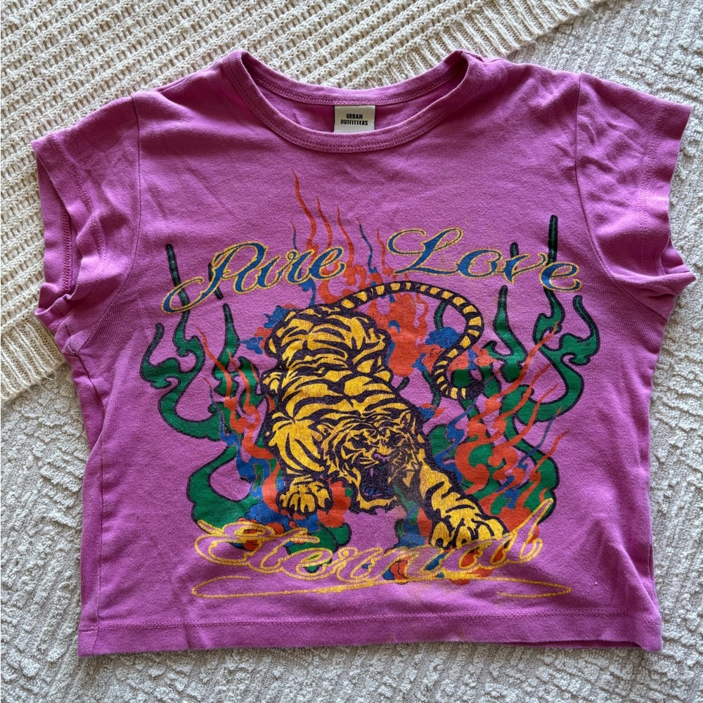 Urban Outfitters Pure Love Tiger Pink Baby Tee